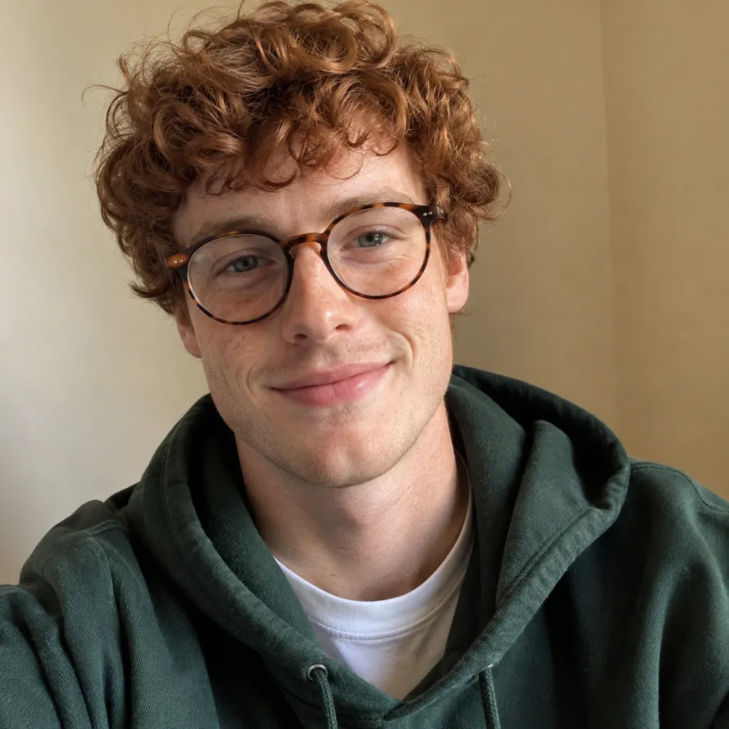 Example input: a fictional person in a selfie-style photo